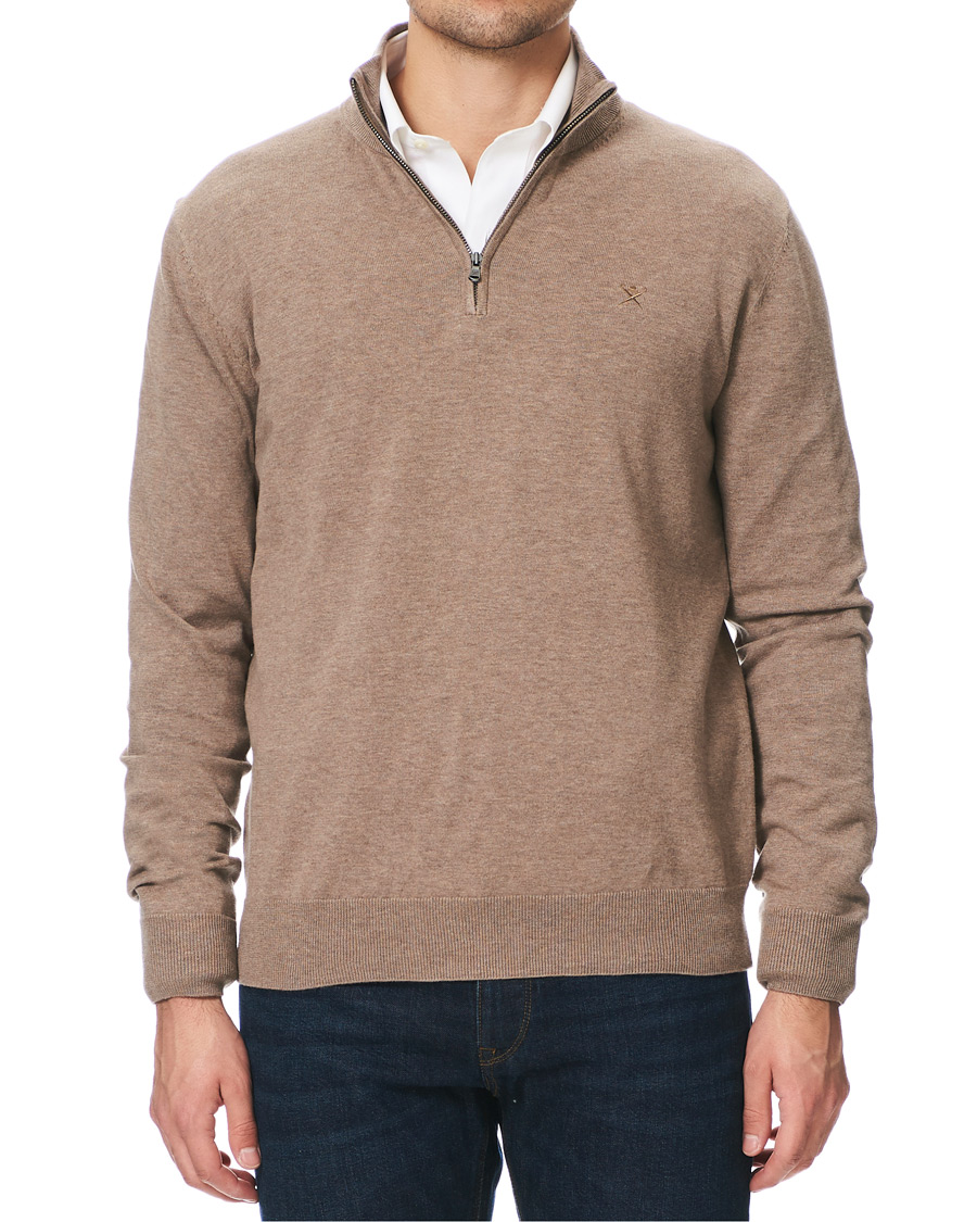 Homme | Pulls Et Tricots | Hackett | Cotton/Silk Half -Zip Taupe