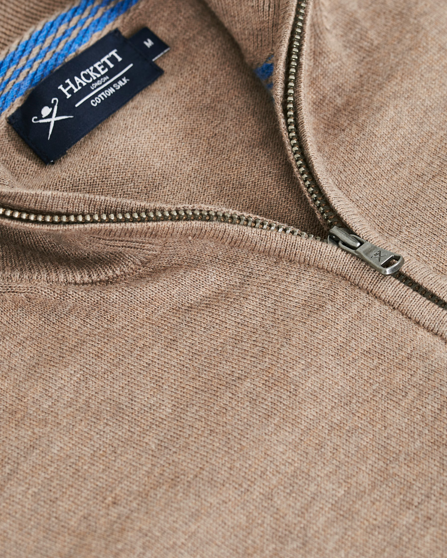 Homme | Pulls Et Tricots | Hackett | Cotton/Silk Half -Zip Taupe