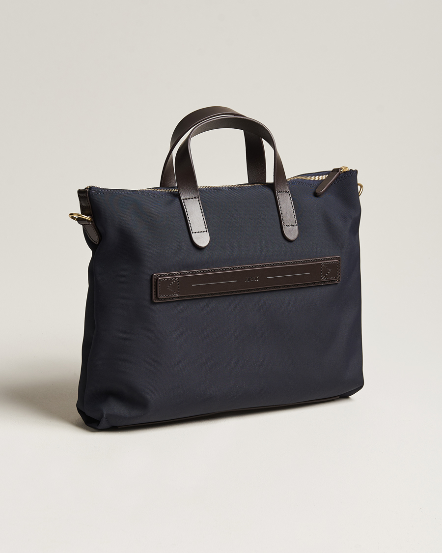 Homme | Mismo M/S Canvas Slim Brief Navy/Dark Brown | Mismo | M/S Canvas Slim Brief Navy/Dark Brown