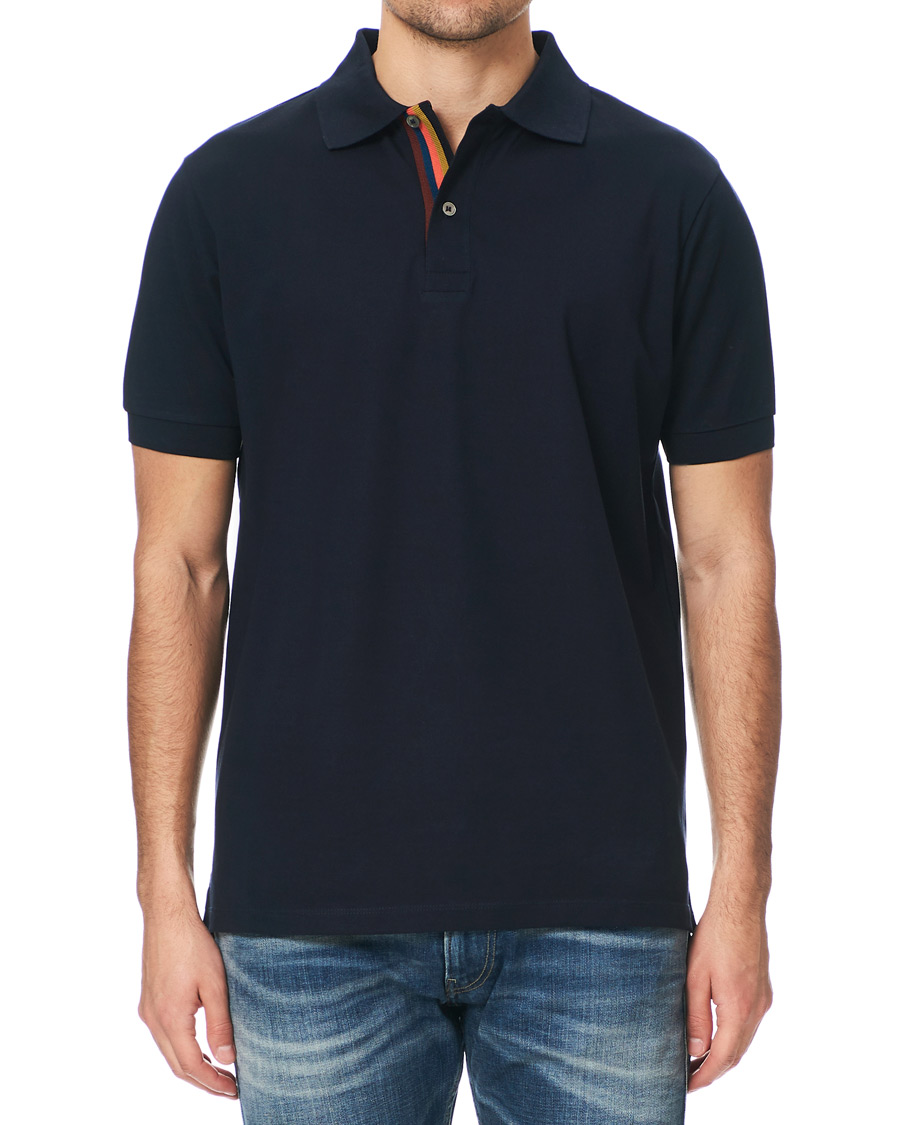 Homme | Polos | Paul Smith | Placket Stripe Polo Navy