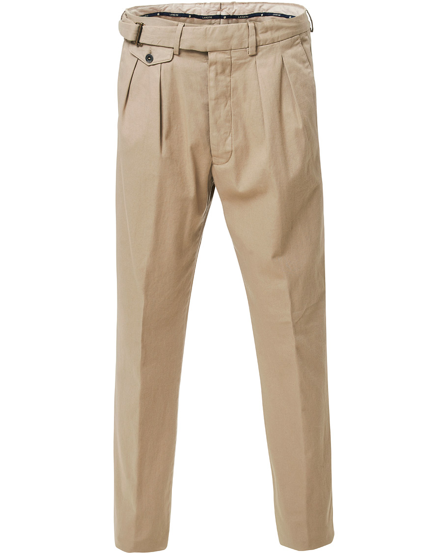 Homme | Pantalons | Lardini | Luxor Double Pleated Cotton Trousers Beige