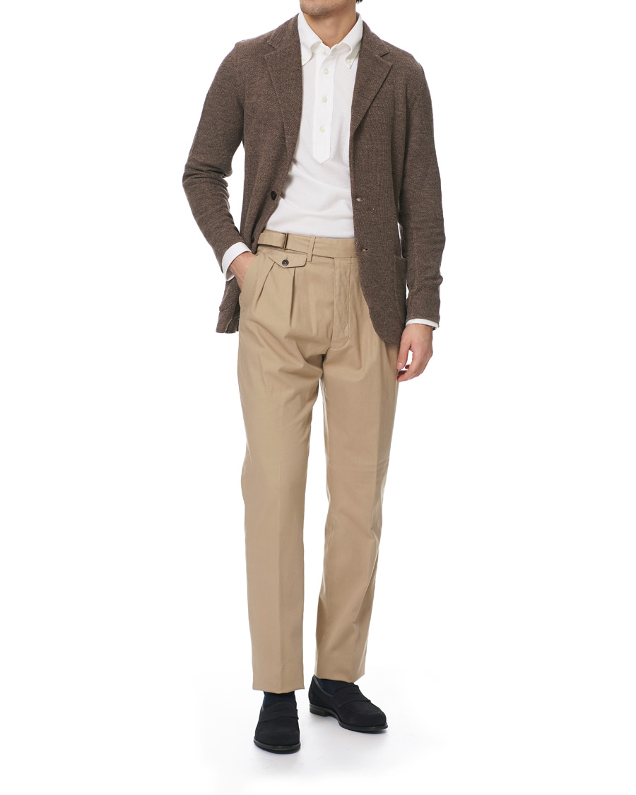 Homme | Pantalons | Lardini | Luxor Double Pleated Cotton Trousers Beige