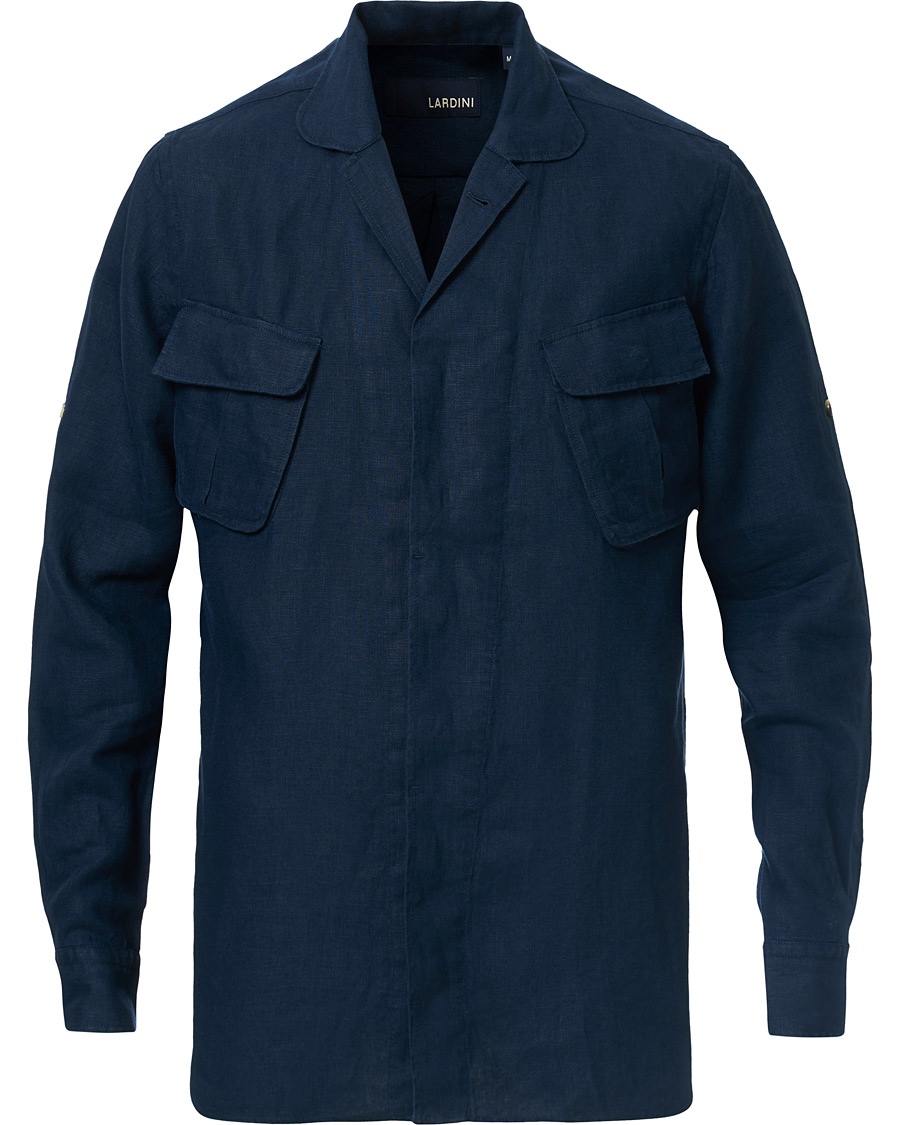 Heren | Overhemden | Lardini | Double Pocket Linen Shirt Navy