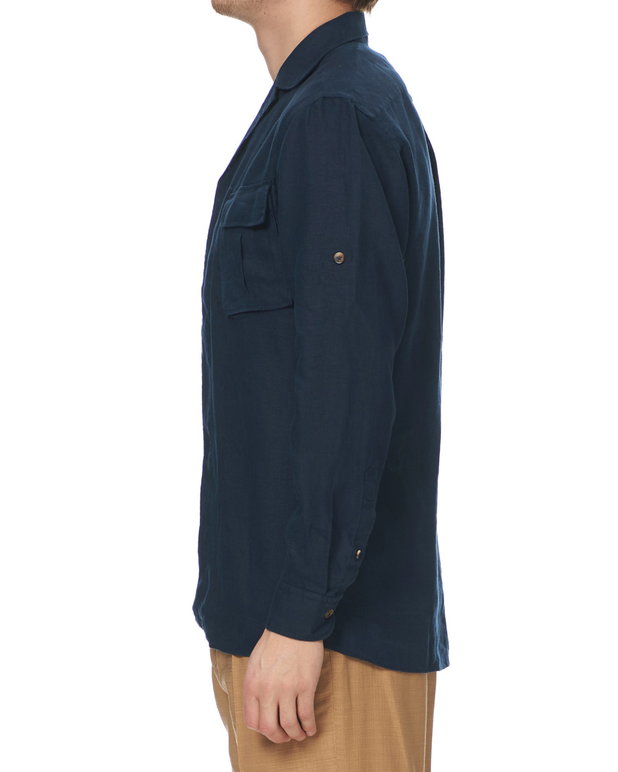 Heren | Overhemden | Lardini | Double Pocket Linen Shirt Navy