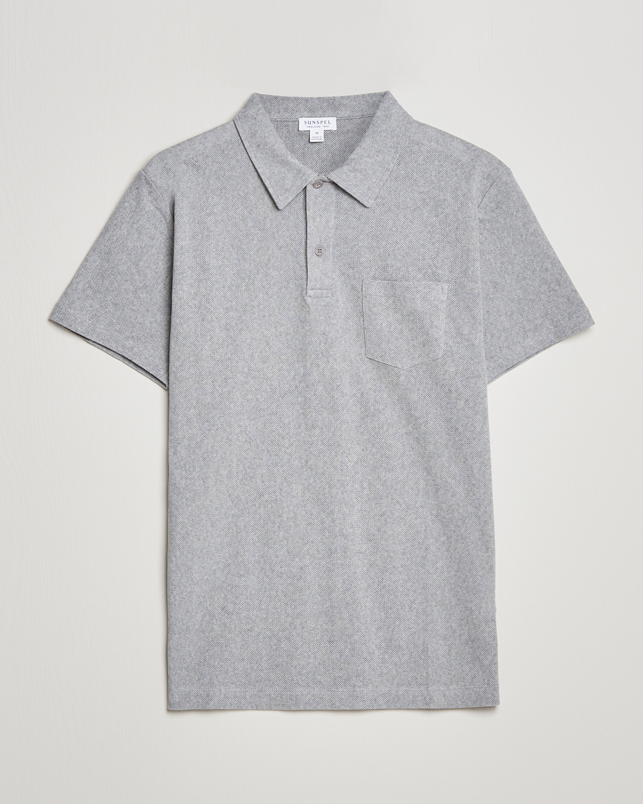 Heren | Polo's | Sunspel | Riviera Polo Shirt Grey Melange