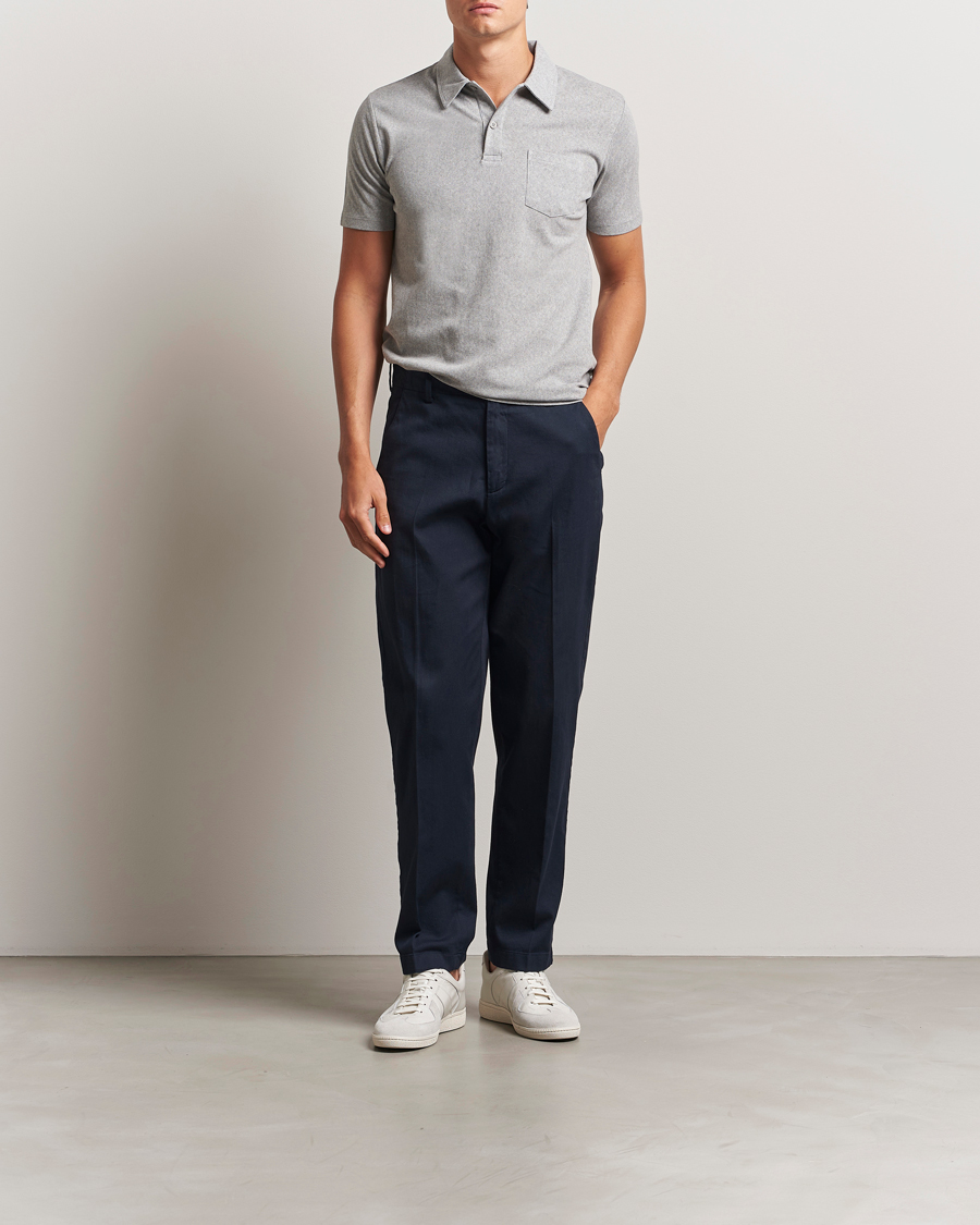 Heren | Polo's | Sunspel | Riviera Polo Shirt Grey Melange
