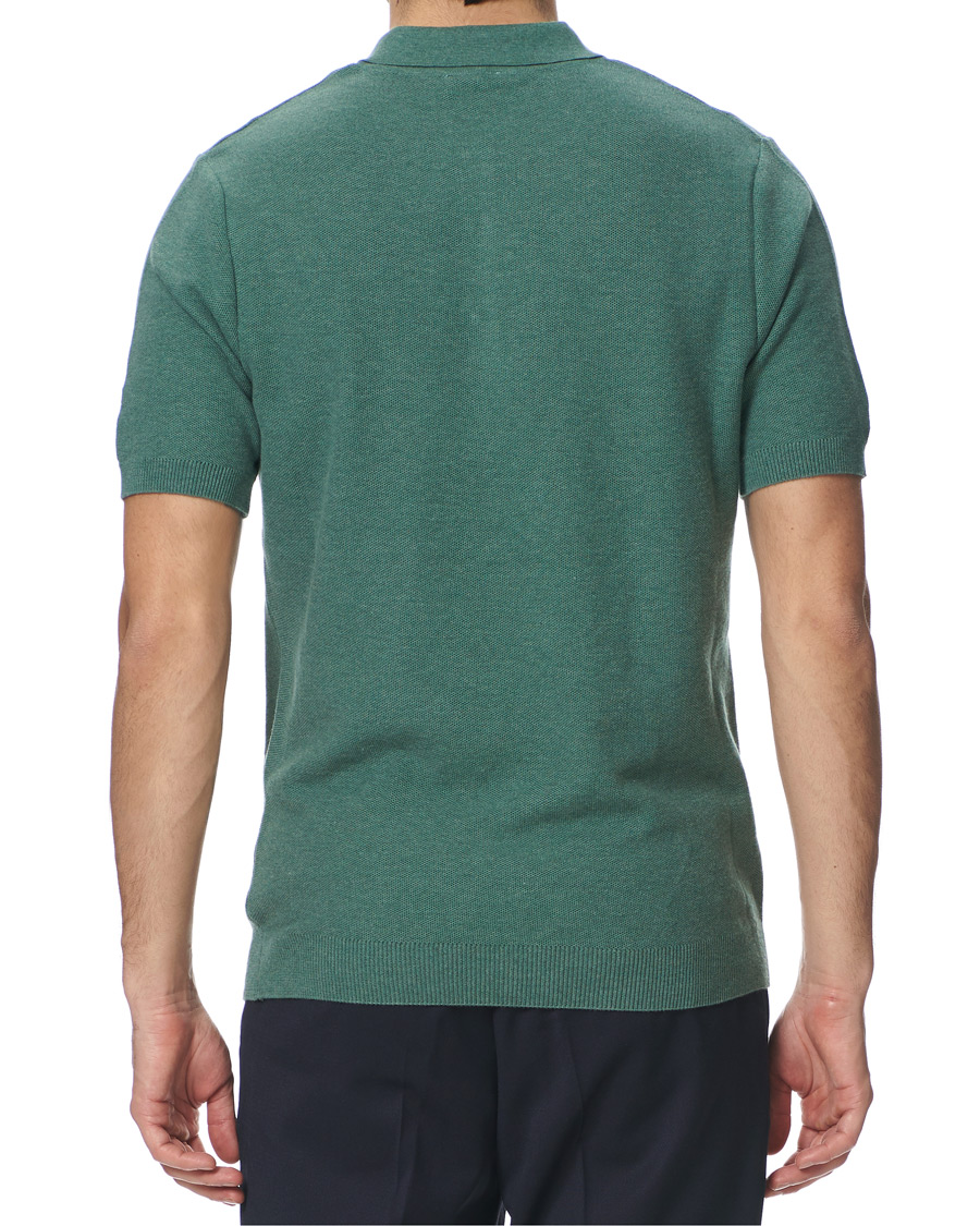 Homme | Polos | Sunspel | Rack Stitch Fine Knitted Polo Sage