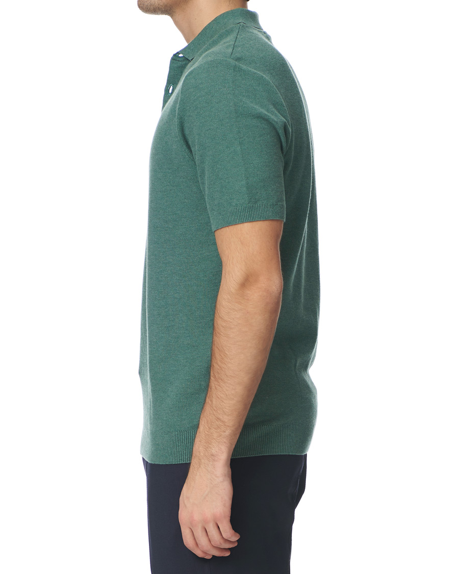 Homme | Polos | Sunspel | Rack Stitch Fine Knitted Polo Sage