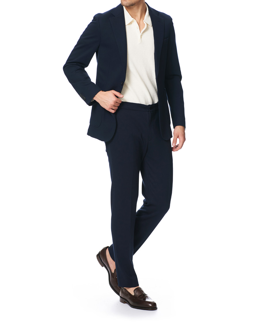 Homme | Pantalons | Oscar Jacobson | Neil Jersey Drawstring Trousers Navy