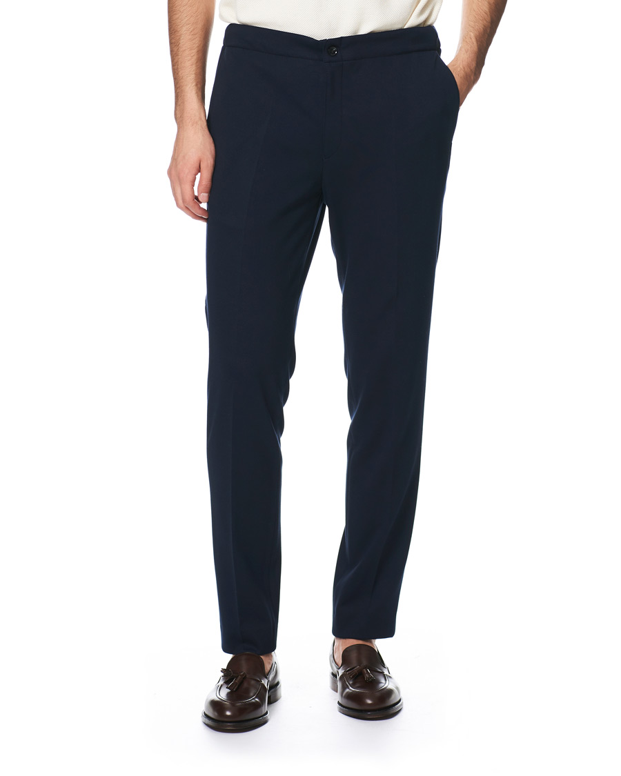 Homme | Pantalons | Oscar Jacobson | Neil Jersey Drawstring Trousers Navy