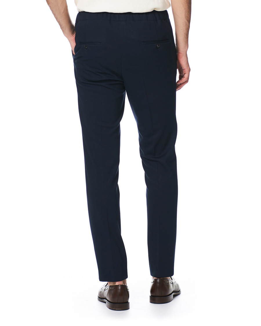 Homme | Pantalons | Oscar Jacobson | Neil Jersey Drawstring Trousers Navy