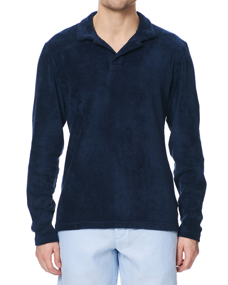 Homme | Pulls Et Tricots | Orlebar Brown | Terry Long Sleeve Polo Navy