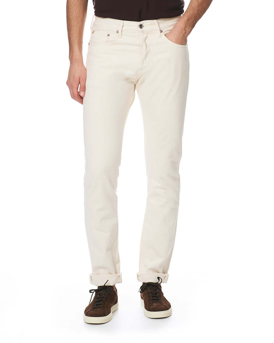 Heren | Jeans | C.O.F. Studio | M7 Tapered Stretch Jeans Cotton Beige