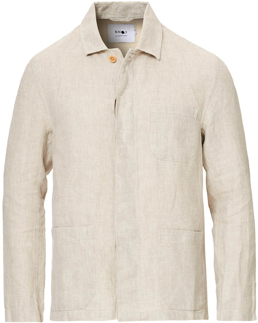 Heren | Overhemden | NN07 | Oscar Linen Blazer Overshirt Oat
