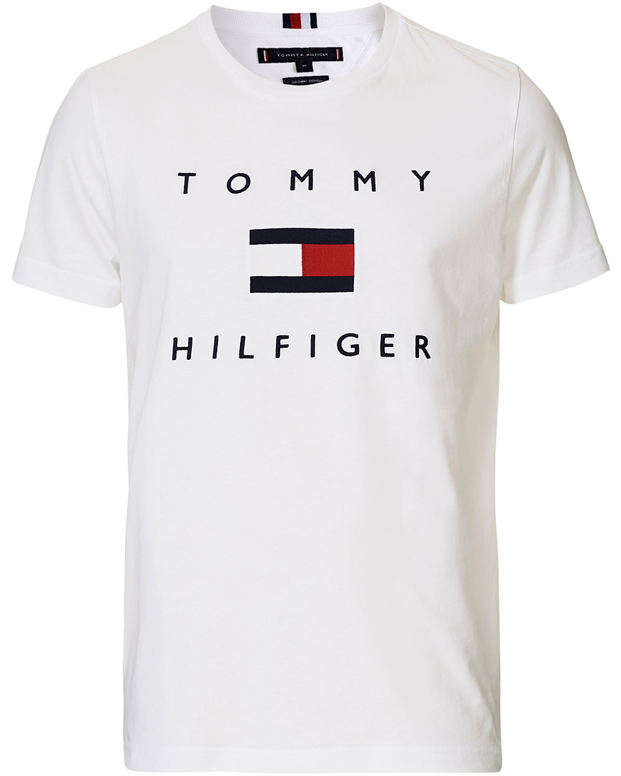Homme | T-shirts | Tommy Hilfiger | Flag Logo Crew Neck Tee White