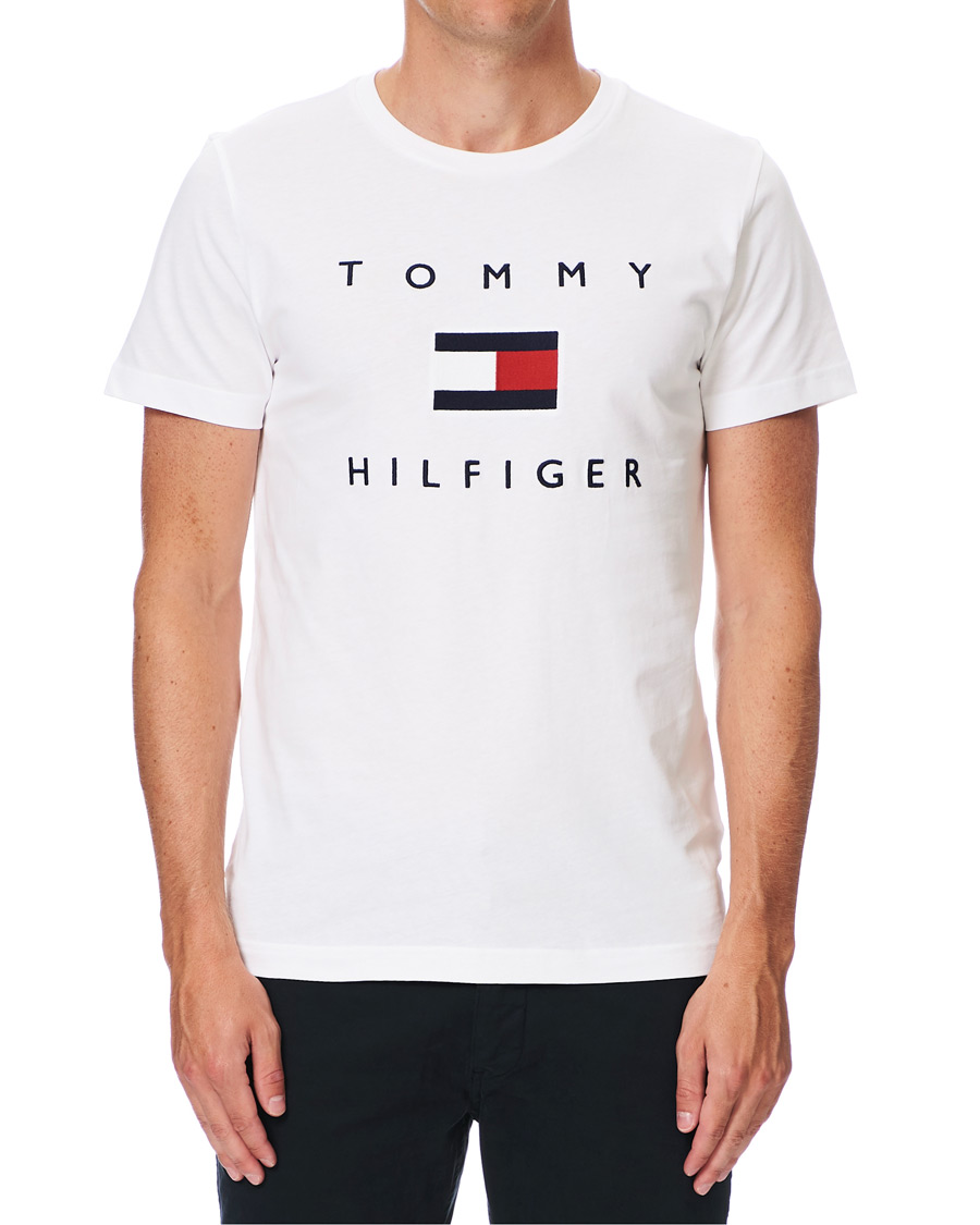 Homme | T-shirts | Tommy Hilfiger | Flag Logo Crew Neck Tee White