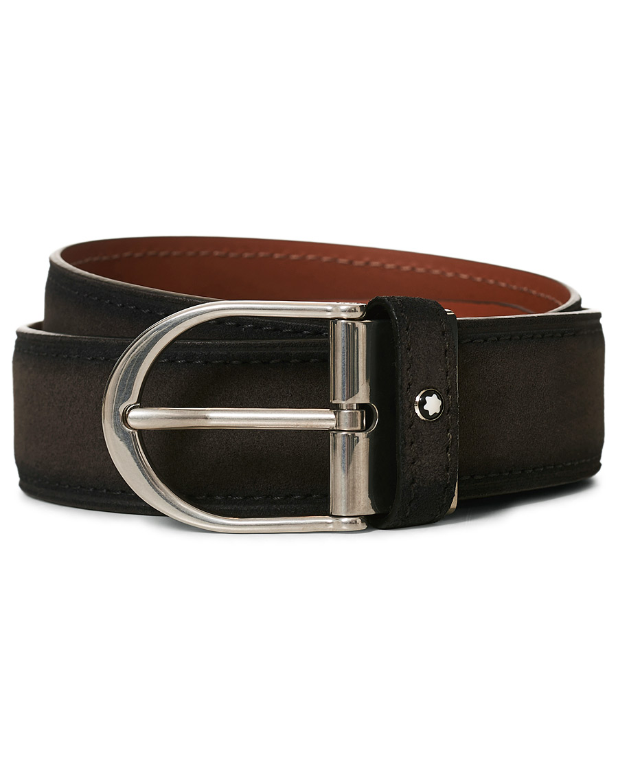 Homme | Montblanc Horseshoe Buckle Belt 35mm Grey Suede | Montblanc | Horseshoe Buckle Belt 35mm Grey Suede