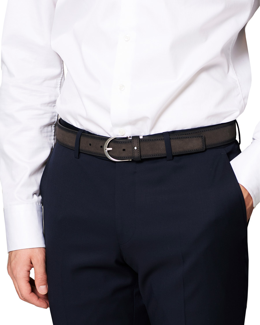 Homme | Montblanc Horseshoe Buckle Belt 35mm Grey Suede | Montblanc | Horseshoe Buckle Belt 35mm Grey Suede