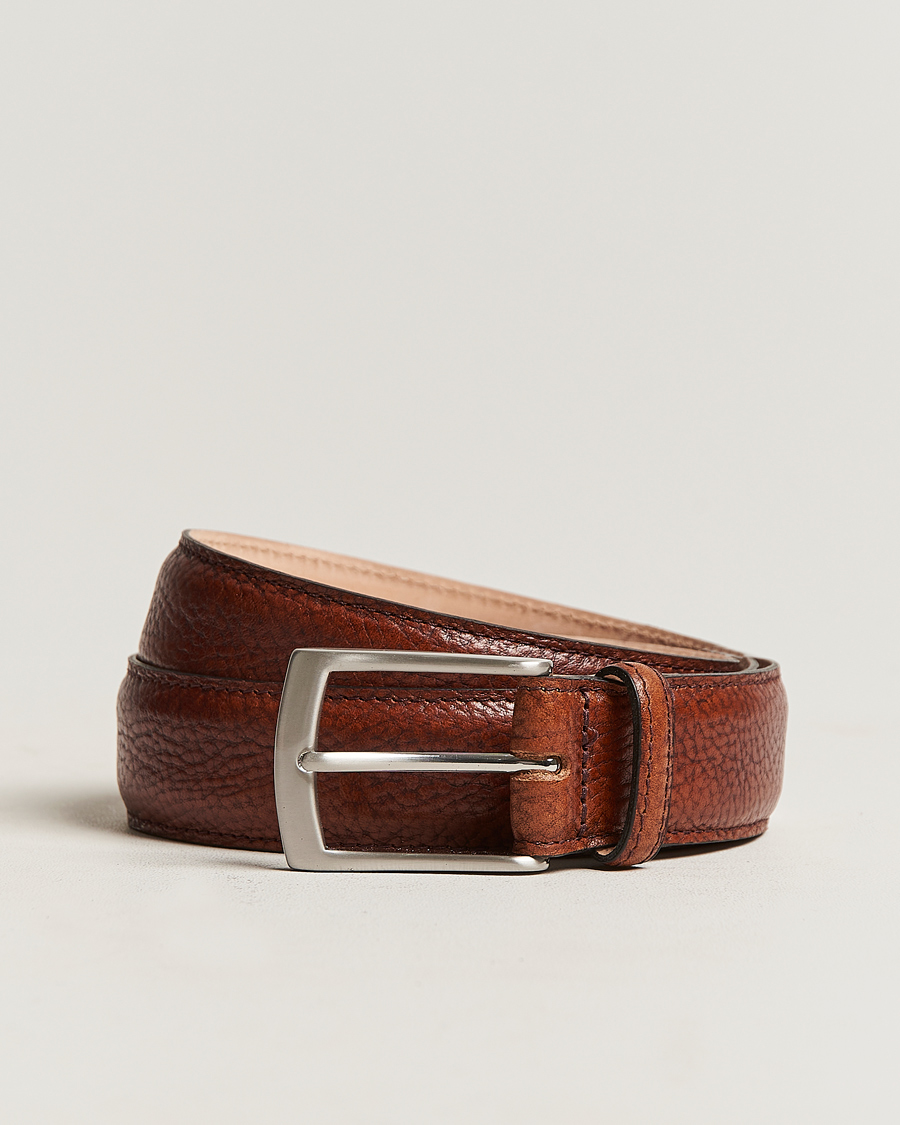Homme | Loake 1880 Henry Grained Leather Belt 3,3 cm Mahogany | Loake 1880 | Henry Grained Leather Belt 3,3 cm Mahogany