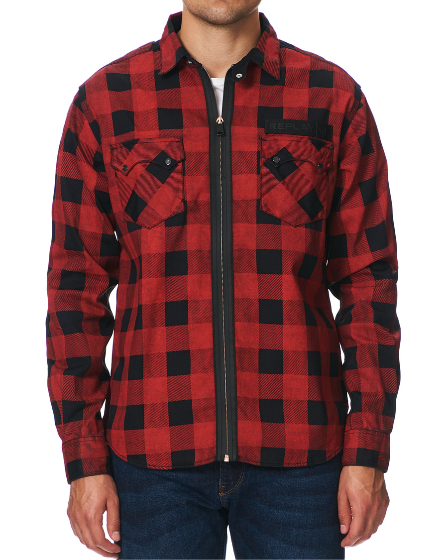 Homme | Chemises | Replay | Neymar JR Check Full Zip Overshirt Black/Red L