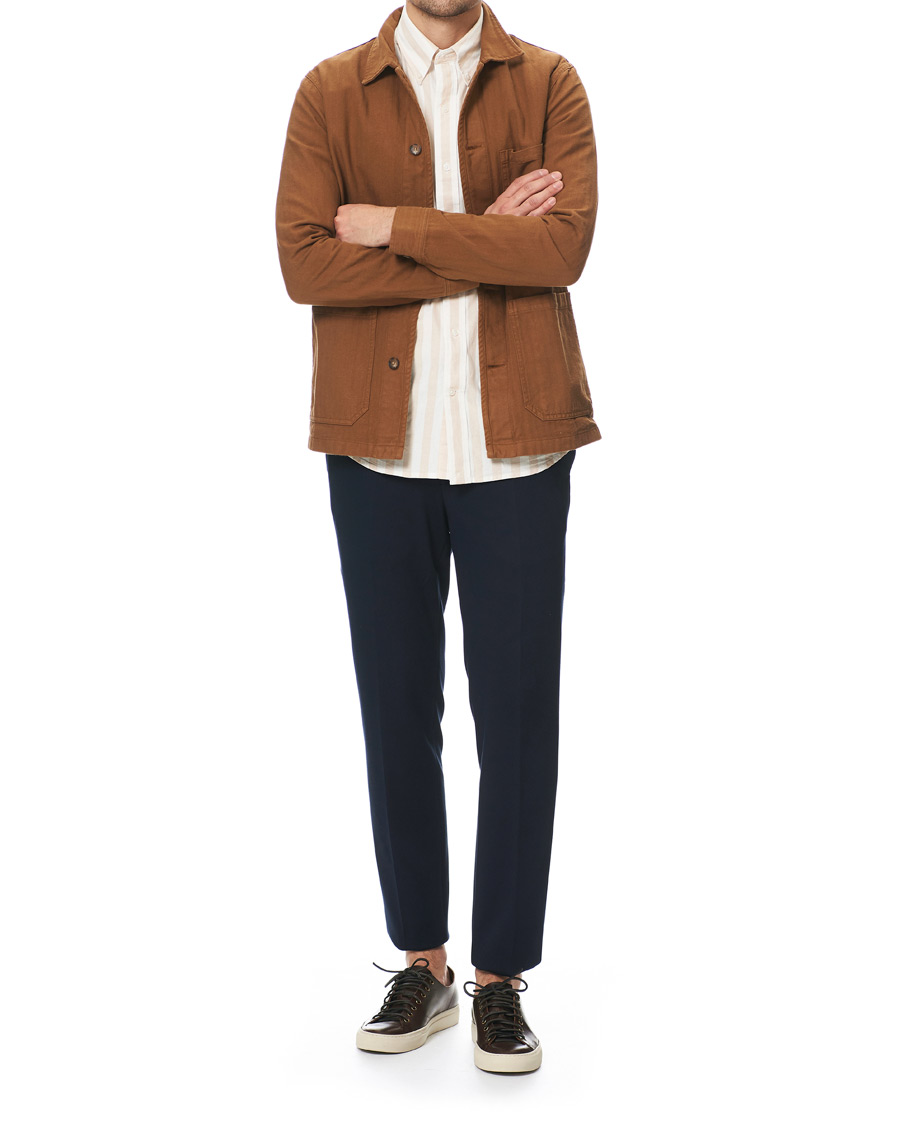 Homme | Chemises | A Day's March | Original Herringbone Overshirt Trucker Brown L