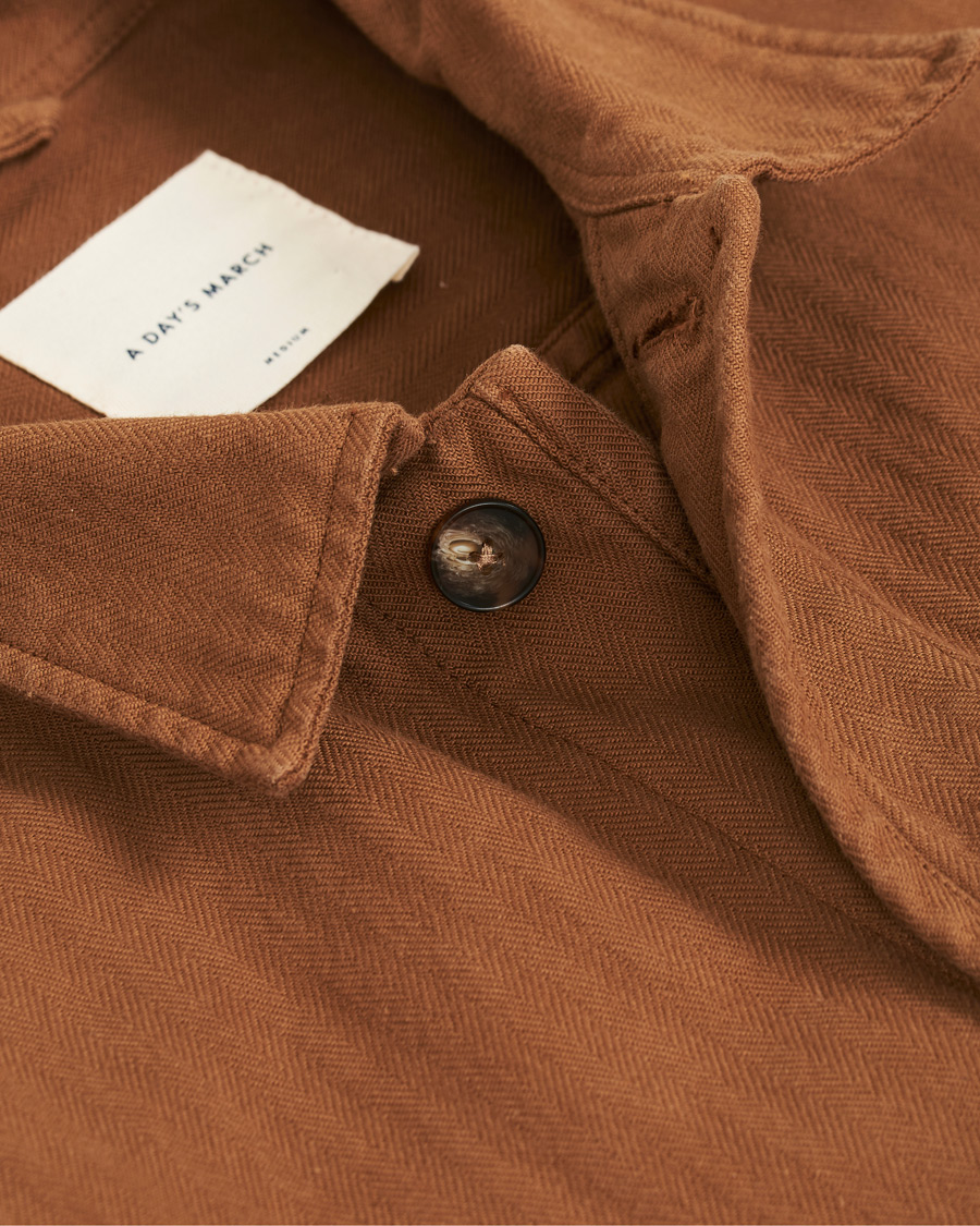 Homme | Chemises | A Day's March | Original Herringbone Overshirt Trucker Brown L