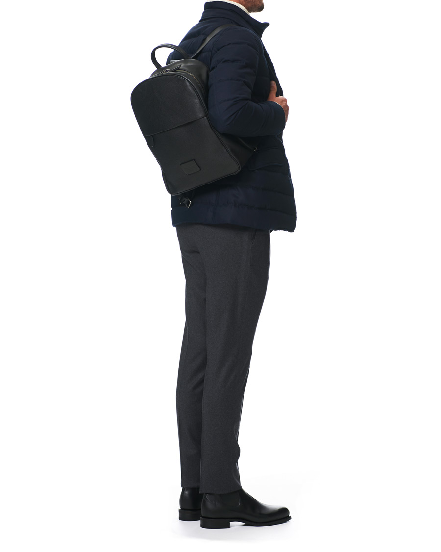 Homme | Anderson's Full Grain Leather Backpack Black | Anderson's | Full Grain Leather Backpack Black