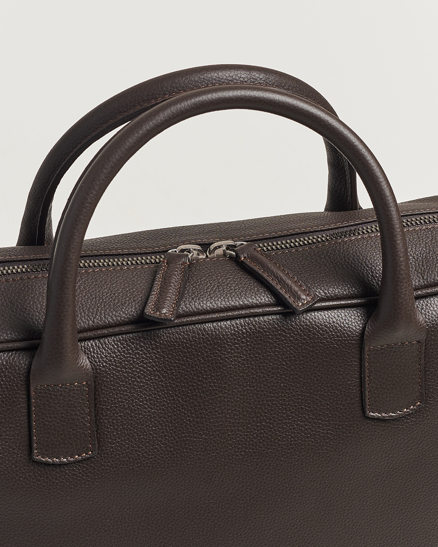 Heren | Tassen | Anderson's | Full Grain Leather Briefcase Dark Brown