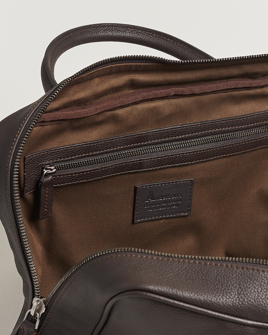 Heren | Tassen | Anderson's | Full Grain Leather Briefcase Dark Brown