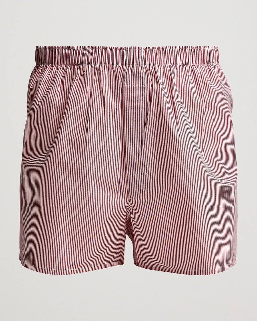 Heren | Ondergoed | Sunspel | Classic Woven Cotton Boxer Shorts Red/White
