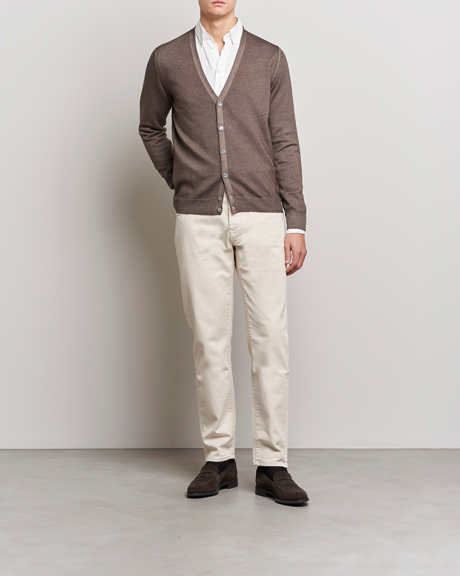 Homme | Pulls Et Tricots | Gran Sasso | Vintage Merino Fashion Fit Cardigan Beige