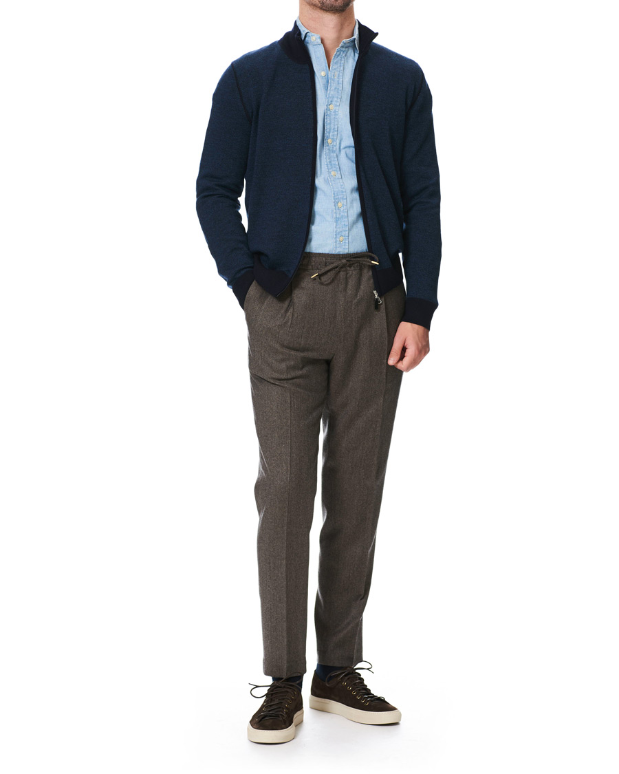 Homme | Pulls Et Tricots | Gran Sasso | Merino Fashion Fit Full Zip Blue/Blue