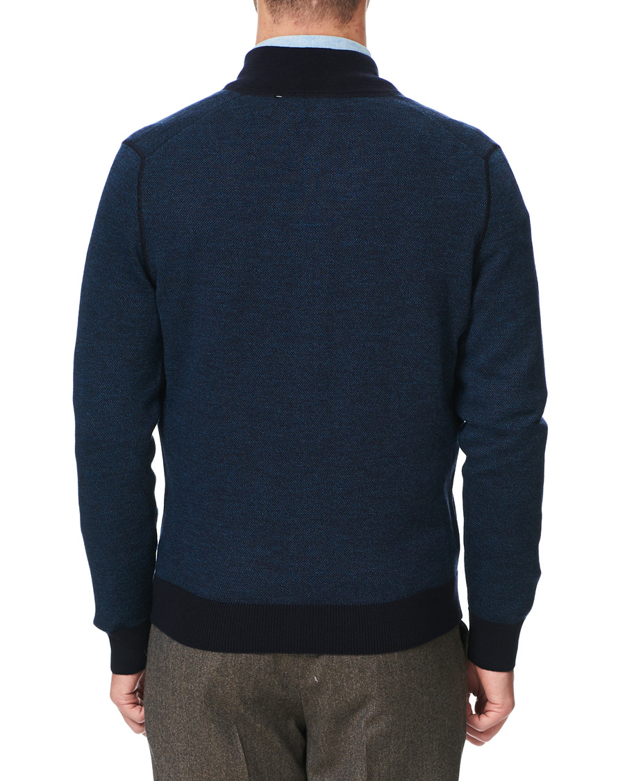 Homme | Pulls Et Tricots | Gran Sasso | Merino Fashion Fit Full Zip Blue/Blue