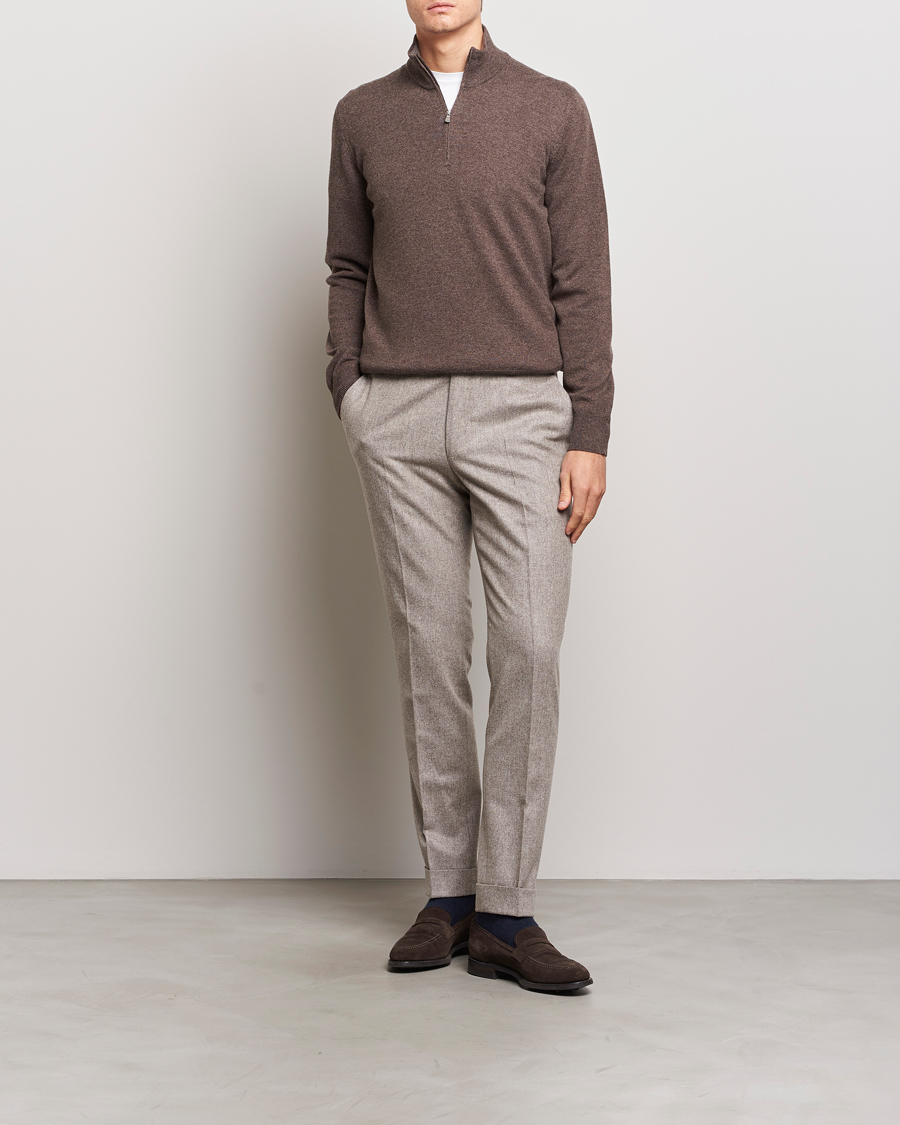 Homme | Pulls Et Tricots | Gran Sasso | Wool/Cashmere Half Zip Brown