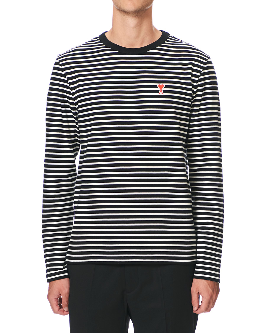 Homme | T-shirts | AMI | Striped Long Sleeve Tee Black/White