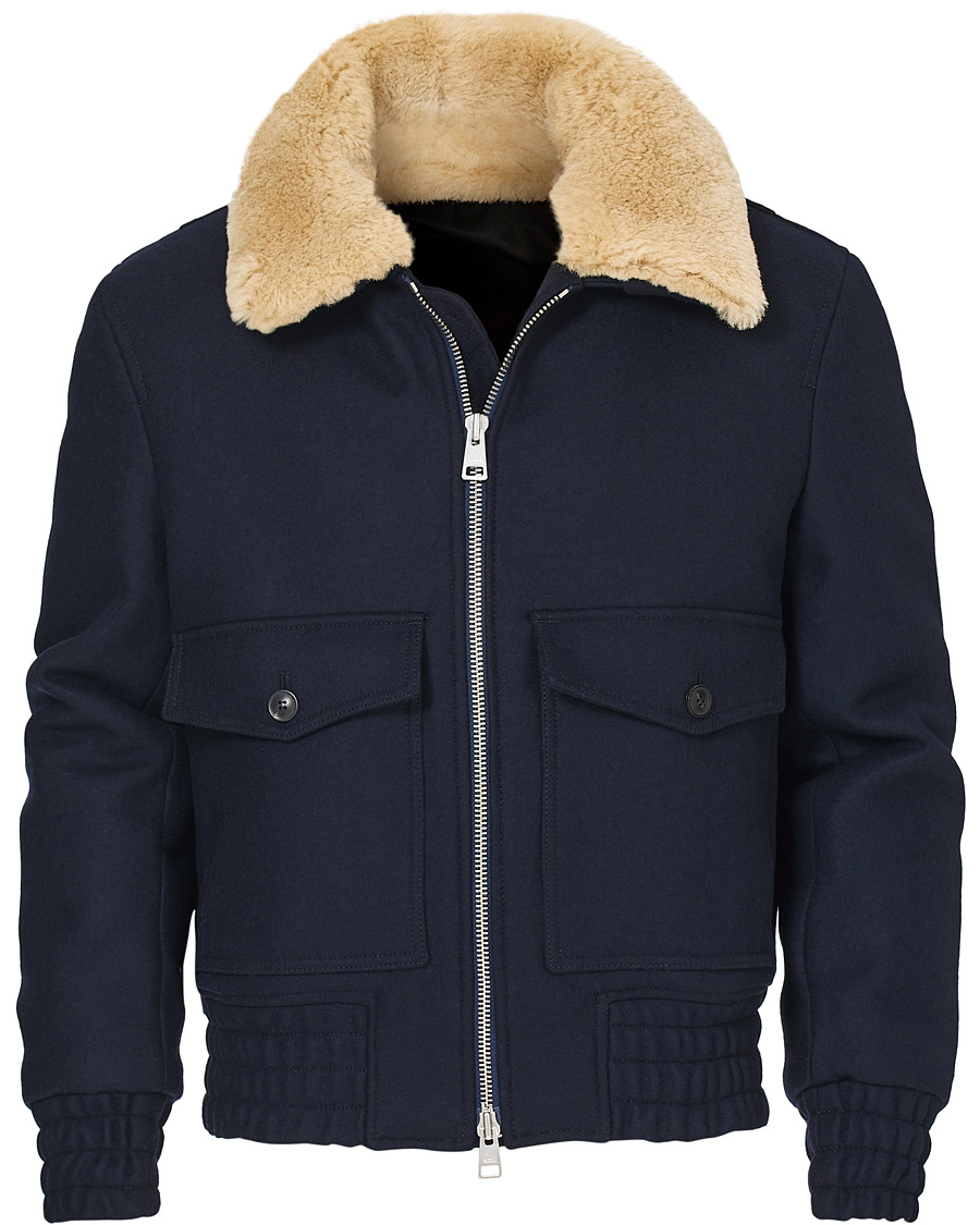 Heren | Jassen | AMI | Shearling Bomber Jacket Navy