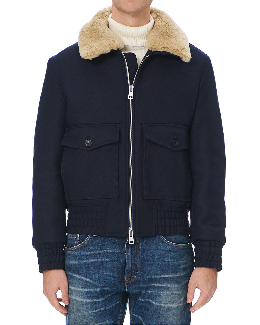 Heren | Jassen | AMI | Shearling Bomber Jacket Navy
