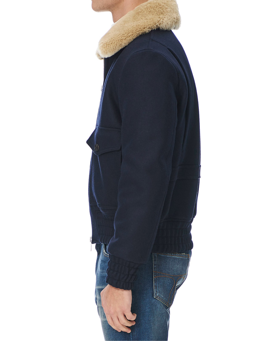 Heren | Jassen | AMI | Shearling Bomber Jacket Navy