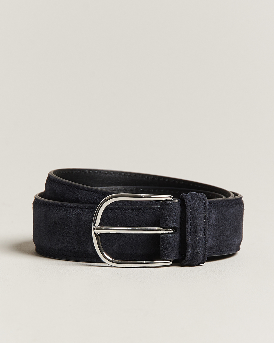 Heren | Riemen | Anderson's | Suede 3,5 cm Belt Navy