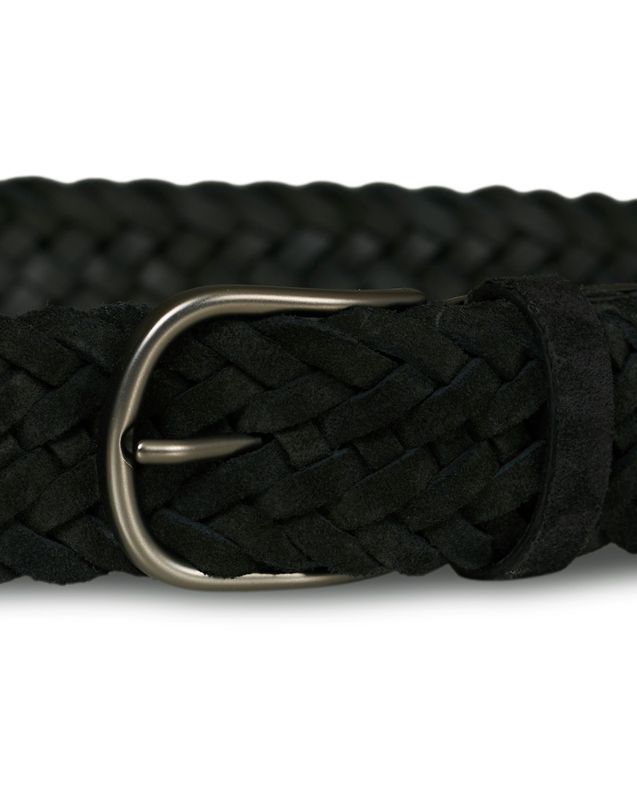 Homme | Anderson's Braided Suede 3,5 cm Belt Black 85 | Anderson's | Braided Suede 3,5 cm Belt Black 85