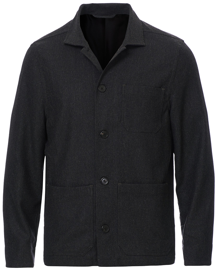 Homme | Chemises | Filippa K | Louis Flannel Jacket Dark Grey Melange