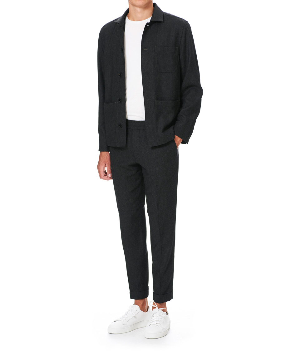 Homme | Chemises | Filippa K | Louis Flannel Jacket Dark Grey Melange