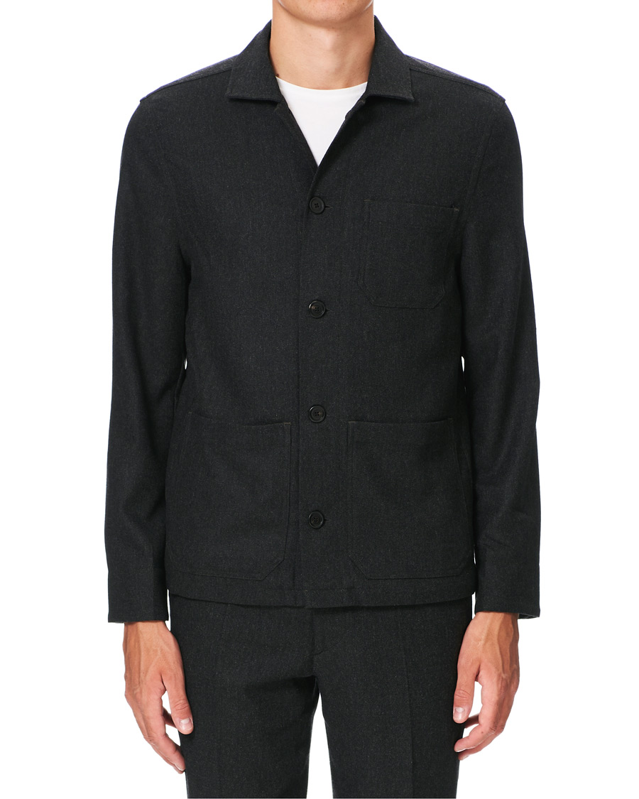 Homme | Chemises | Filippa K | Louis Flannel Jacket Dark Grey Melange