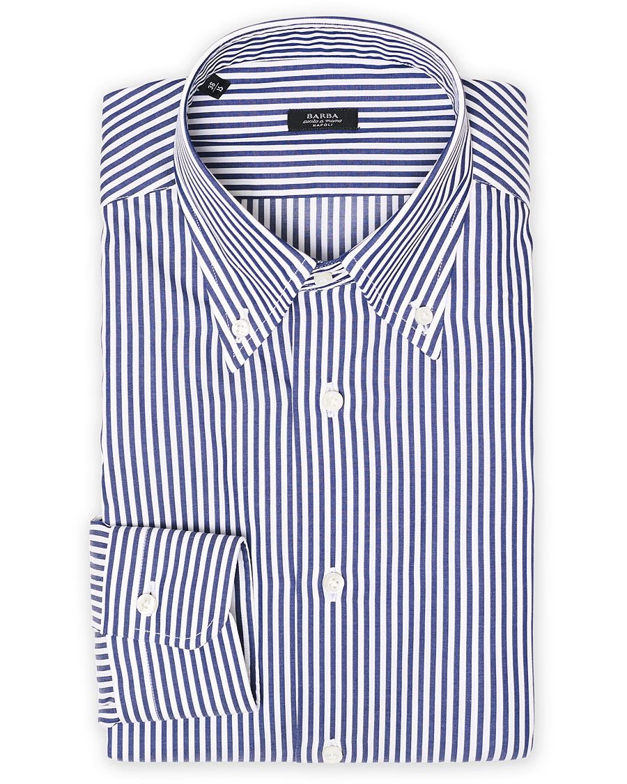 Homme | Chemises | Barba Napoli | Slim Fit Button Down Pocket Shirt White/Blue