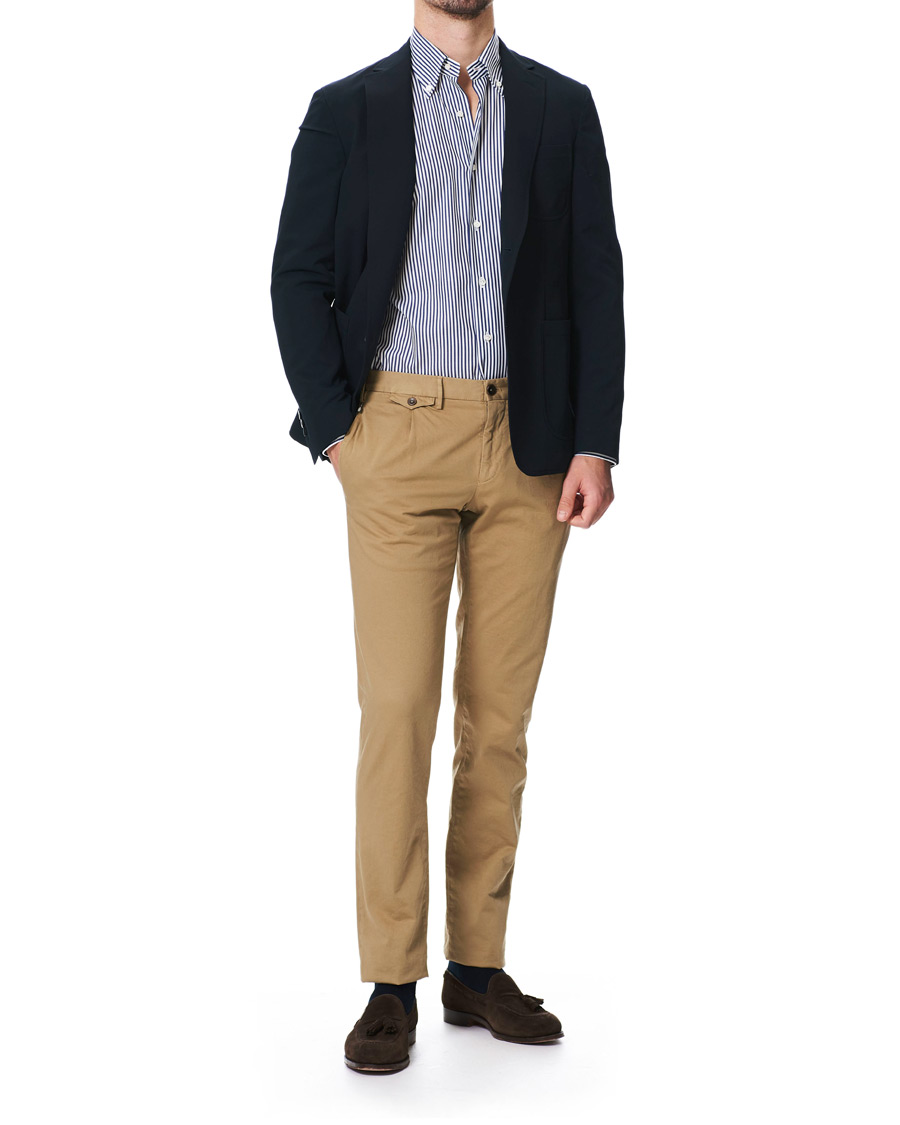 Homme | Chemises | Barba Napoli | Slim Fit Button Down Pocket Shirt White/Blue