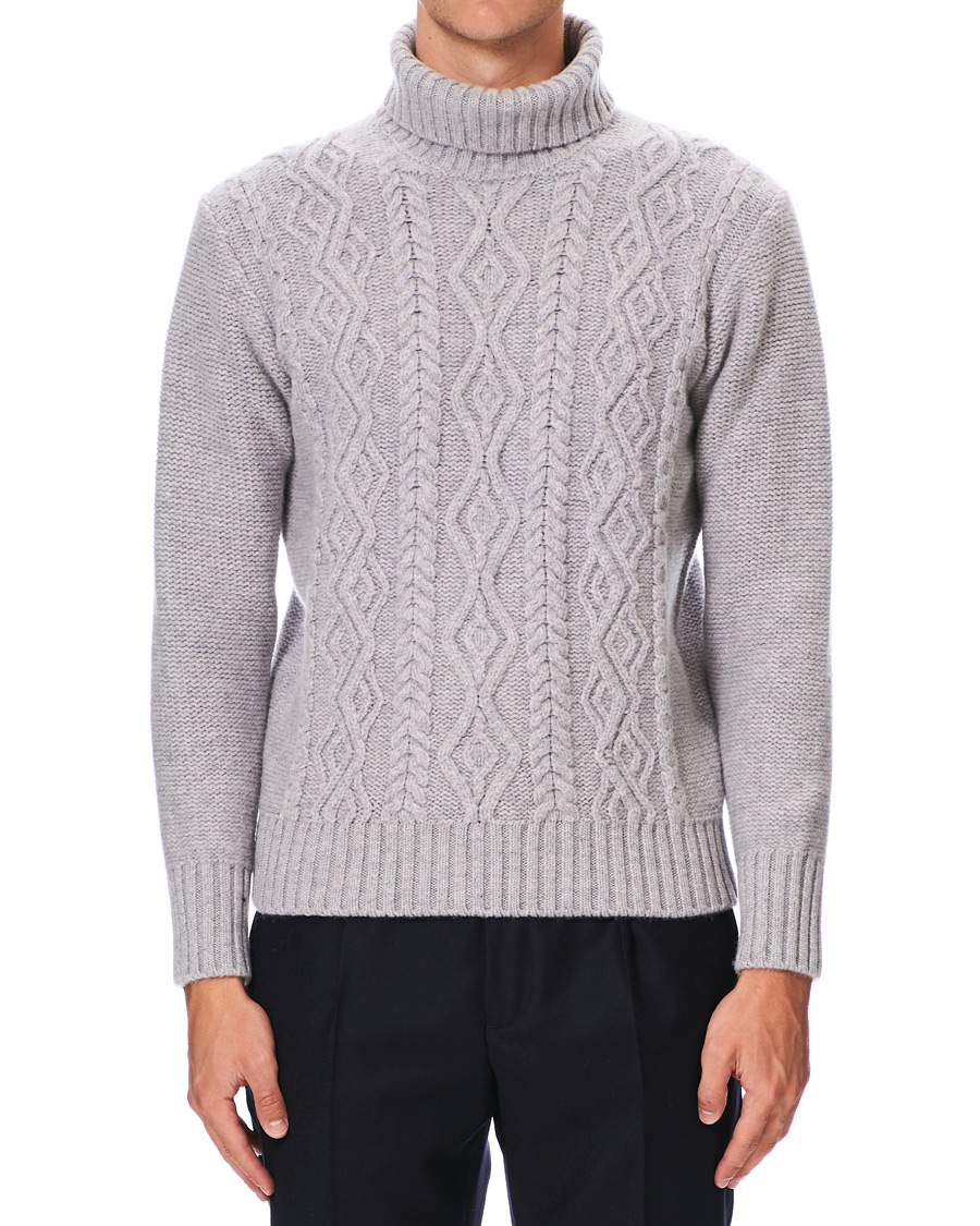 Homme | Pulls Et Tricots | Inis Meáin | Classic Aran Wool Turtleneck Light Grey