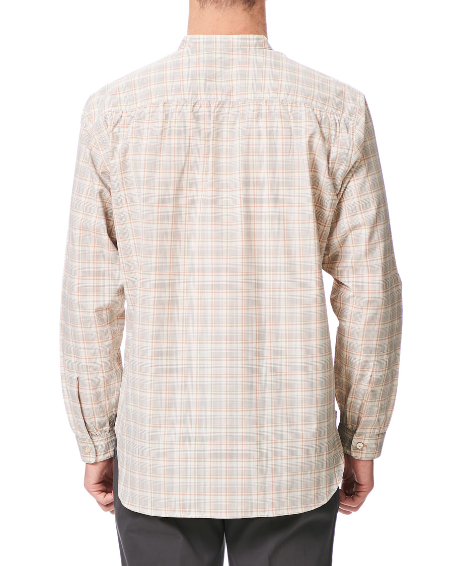 Homme | Chemises | Camoshita | Mandarin Collar Cotton Shirt Beige Check