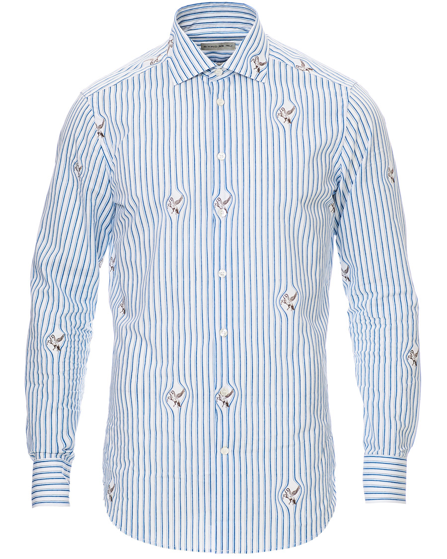 Homme | Chemises | Etro | Mercurio Pegasus Stripe Shirt White/Blue