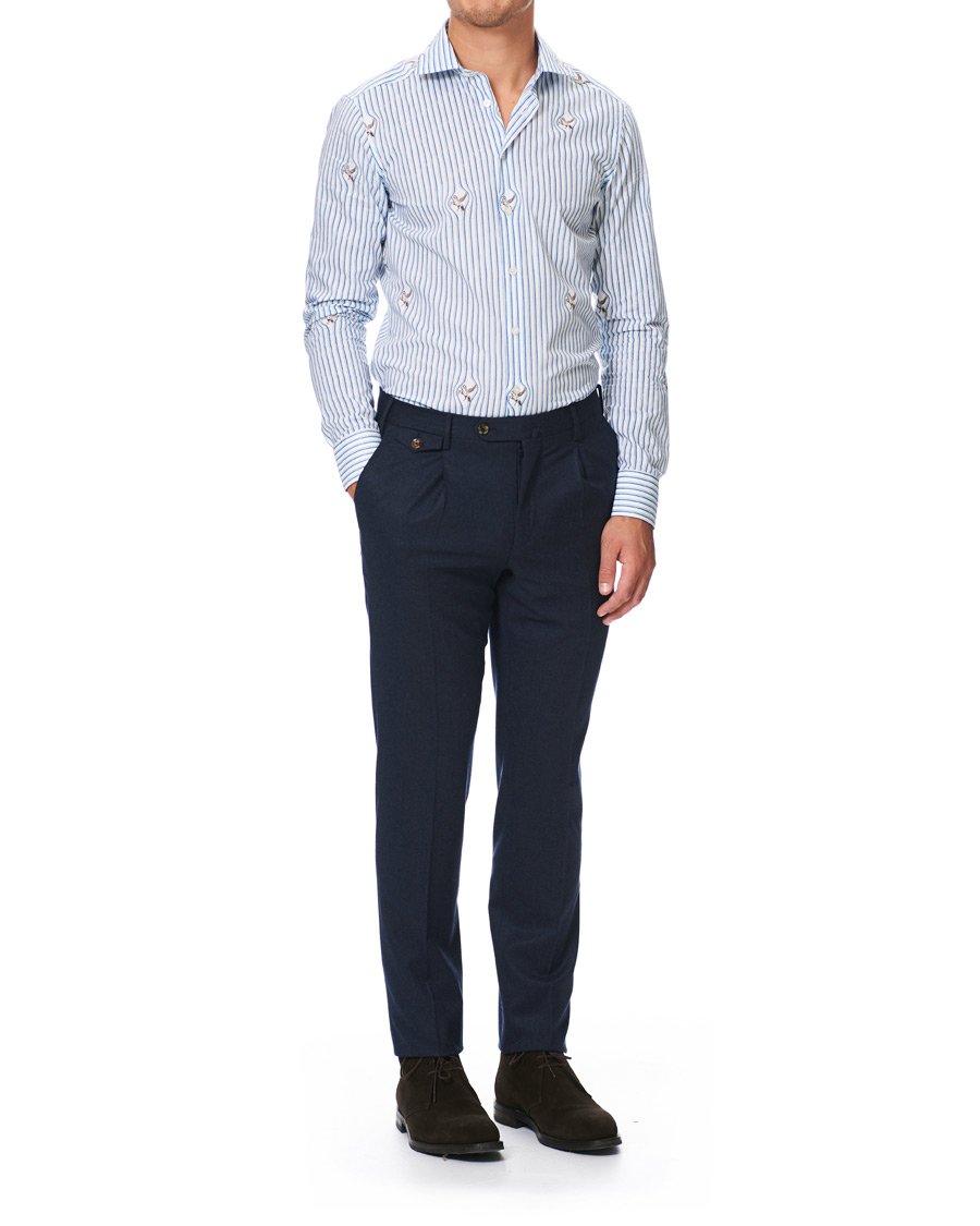 Homme | Chemises | Etro | Mercurio Pegasus Stripe Shirt White/Blue