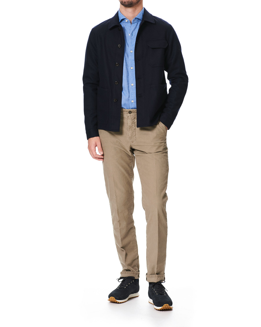 Homme | Chemises | Finamore Napoli | Tokyo Slim Fit Flannel Shirt Light Blue